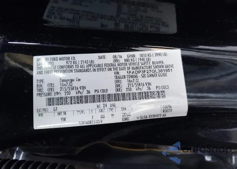 2016 Ford Focus Se from USA, damaged, VIN 1FADP3F27GL381951
